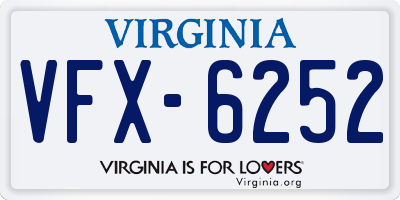 VA license plate VFX6252
