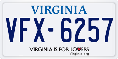 VA license plate VFX6257