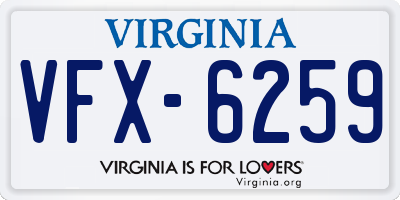 VA license plate VFX6259