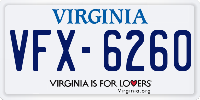 VA license plate VFX6260