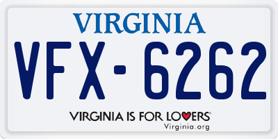 VA license plate VFX6262