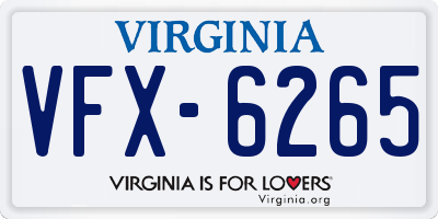 VA license plate VFX6265
