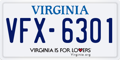 VA license plate VFX6301