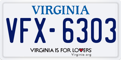 VA license plate VFX6303