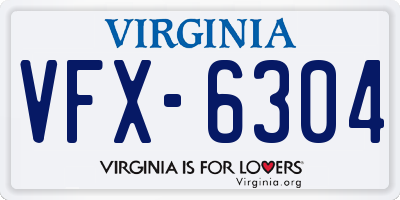 VA license plate VFX6304
