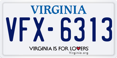 VA license plate VFX6313