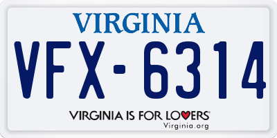 VA license plate VFX6314