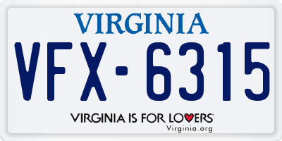VA license plate VFX6315