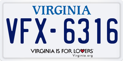 VA license plate VFX6316