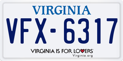 VA license plate VFX6317