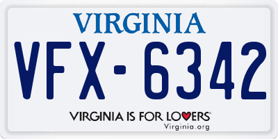 VA license plate VFX6342