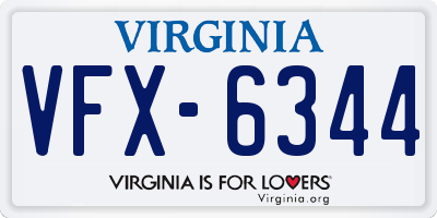 VA license plate VFX6344