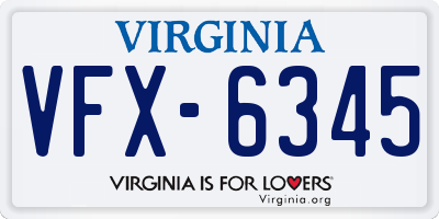 VA license plate VFX6345