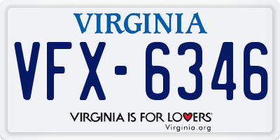 VA license plate VFX6346