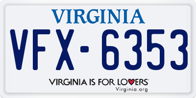 VA license plate VFX6353