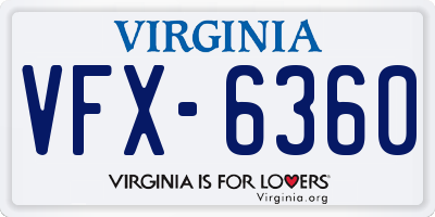 VA license plate VFX6360
