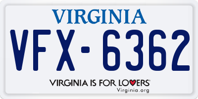 VA license plate VFX6362