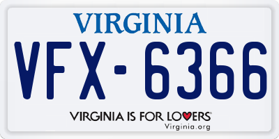 VA license plate VFX6366