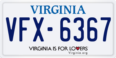 VA license plate VFX6367