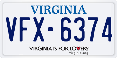 VA license plate VFX6374