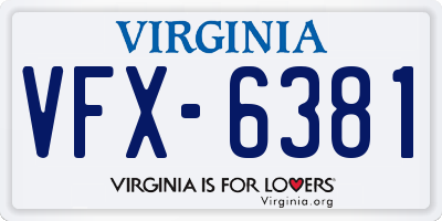 VA license plate VFX6381