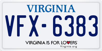 VA license plate VFX6383