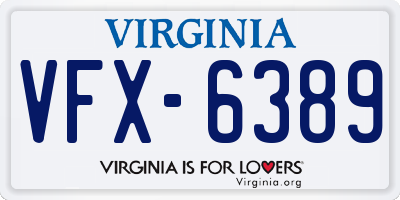 VA license plate VFX6389