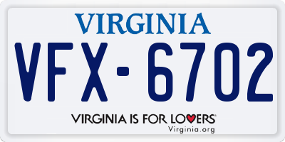 VA license plate VFX6702