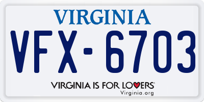 VA license plate VFX6703