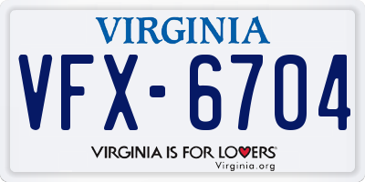 VA license plate VFX6704
