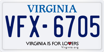 VA license plate VFX6705