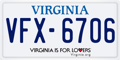 VA license plate VFX6706