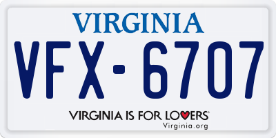 VA license plate VFX6707