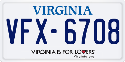 VA license plate VFX6708