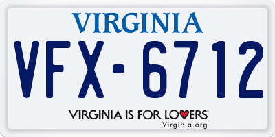 VA license plate VFX6712