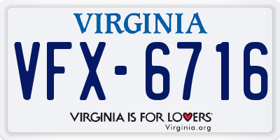 VA license plate VFX6716