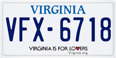 VA license plate VFX6718