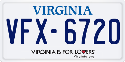 VA license plate VFX6720