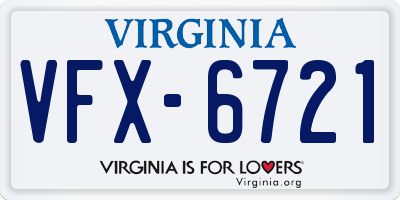 VA license plate VFX6721