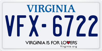 VA license plate VFX6722