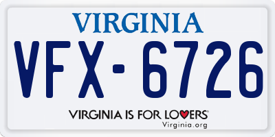 VA license plate VFX6726
