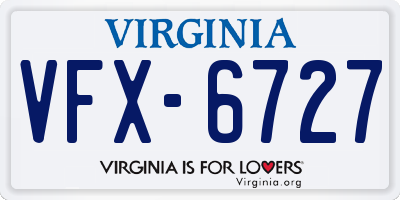 VA license plate VFX6727