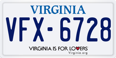 VA license plate VFX6728