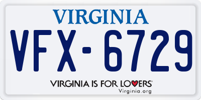 VA license plate VFX6729