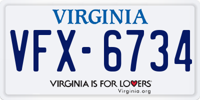 VA license plate VFX6734