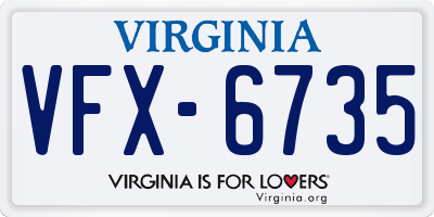 VA license plate VFX6735