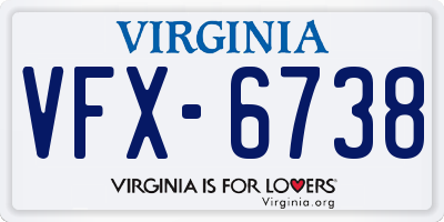 VA license plate VFX6738