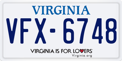 VA license plate VFX6748