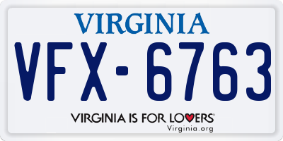 VA license plate VFX6763