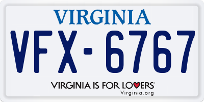 VA license plate VFX6767